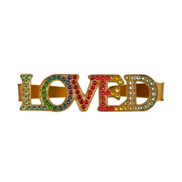 GUCCI Crystal Palm Cuff "Loved" New - Picture 1 of 6